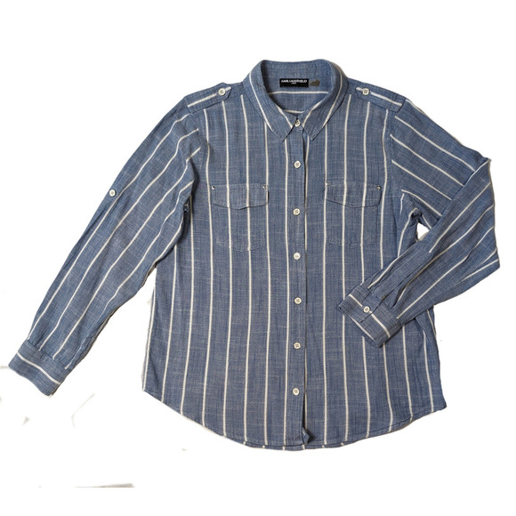 Karl Lagerfeld Paris Striped Shirt - Picture 1 of 6
